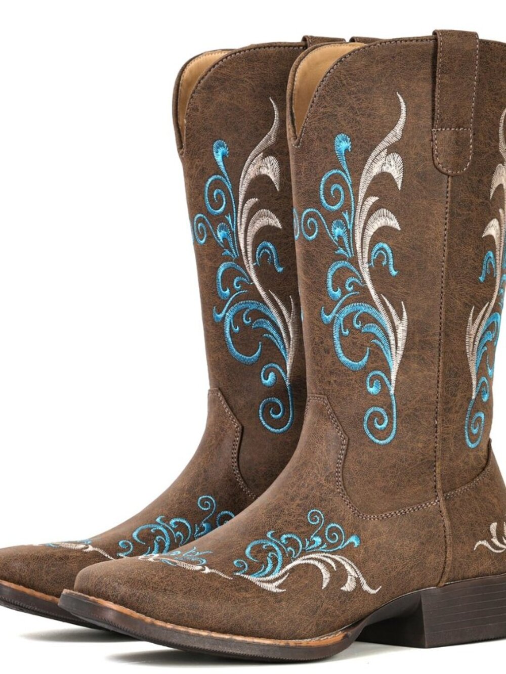 Cowboy Boots for Women Mid Calf Square Toe